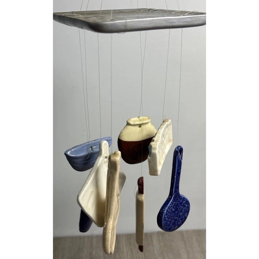 Adorable Vintage Handmade Porcelain Wind Chime Farmhouse Country Kitchen Theme